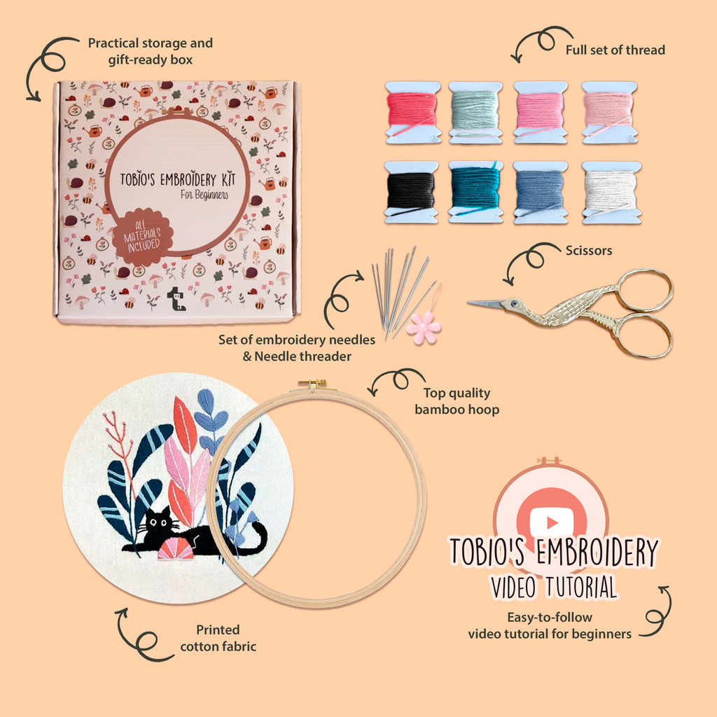 Tobio the Cat - Embroidery Kit