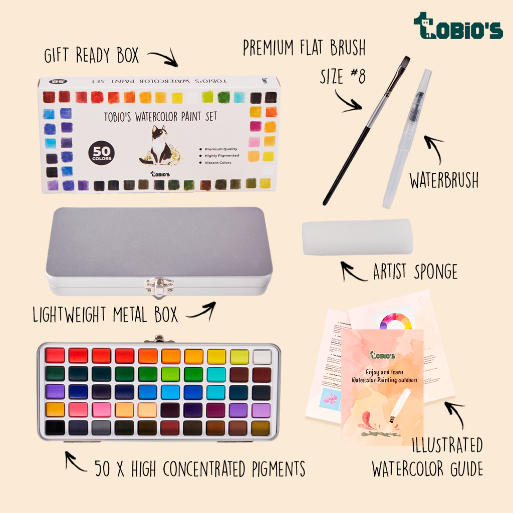 Coffret de 50 aquarelles Tobio's™